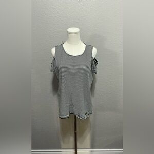 MICHAEL Michael Kors Black and White Striped Blouse